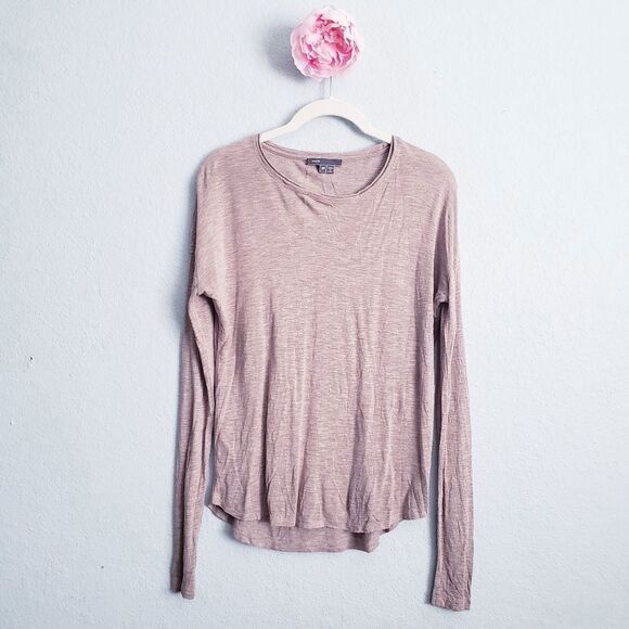Vince Taupe Lightweight Crewneck Long Sleeve Top - Picture 1 of 4